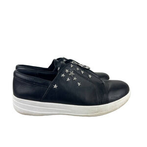 FitFlop Star Studded Zip Up Black Leather Sneakers Womens Size: 6.5